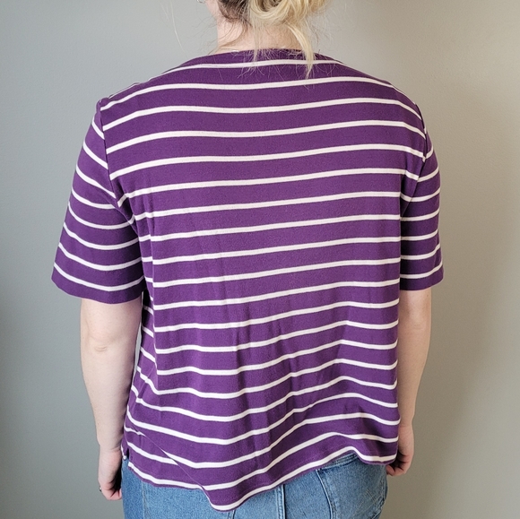 Purple Breton stripe tee shirt - Picture 2 of 8